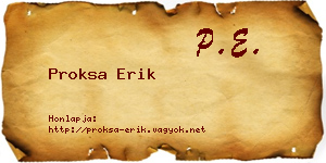 Proksa Erik névjegykártya